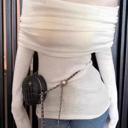 HERE&NOW Women Off-Shoulder Long Sleeves Top-image-99