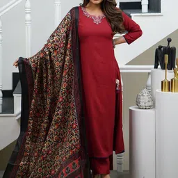 BAESD Women Ethnic Motifs Embroidered Kurta with Trousers & With Dupatta-40
