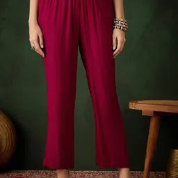Sangria Women Mid Rise Trousers-image-86