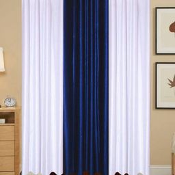 BELLA TRUE White & Blue 3 Pieces Ripple Fold Window Curtains-image-37