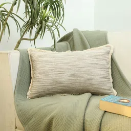 HOMPRIN Cream Abstract Printed Rectangle Cotton Cushion Cover-26