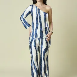 PEACH & PANDA Striped One Shoulder Top With Trousers Co-Ords-picture-8