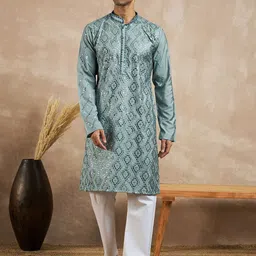 House of Pataudi Embroidered Straight Kurtas-image-30