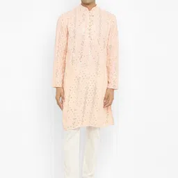 Devyom Men Embroidered Regular Thread Work Kurta with Pyjamas image 5