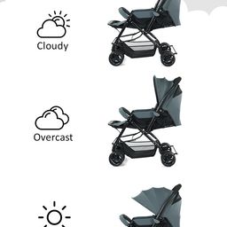 Babyhug Symphony Stroller With Reverisble Handle & Mosquito Net - Grey image 2