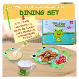 FunBlast Bamboo Fibre Frog Theme Dining Set of 5- Multicolor image 2