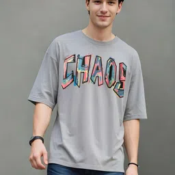 SMARTEES Men Typography Printed Round Neck Cotton Oversized T-shirt-image-98