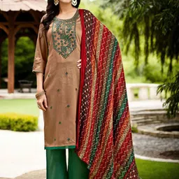 Anouk Women Embroidered Regular Thread Work Kurta with Palazzos & With Dupatta-picture-4