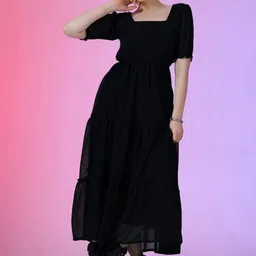 Jash Creation Georgette Tiered Fit and Flare Midi Dress-picture-15