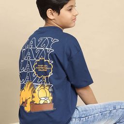 Kids Ville Boys Garfield Graphic Printed Round Neck Cotton Oversized T-shirt-image-78