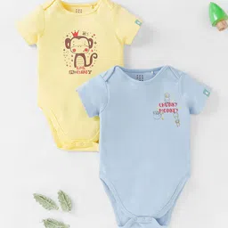 Ed-a-Mamma Baby Infants Boys Pack Of 2 Printed Pure Cotton Bodysuit-image-45