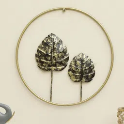 vedas Mystic Indiana Gold Toned & Black Textured Metal Bora Leaf Wall Decor Hangings-picture-26