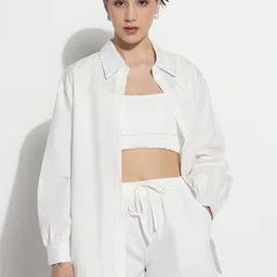 SHOWOFF Sleeveless Top with Oversized Shirt & Shorts Co-Ord Set-image-16