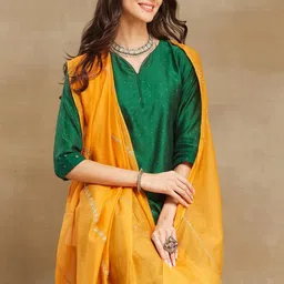 Fabindia Embroidered Cotton Silk Dupatta-11