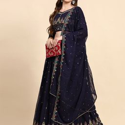 NEEL ART Embroidered Sequinned Semi-Stitched Lehenga & Unstitched Blouse With Dupatta-image-8