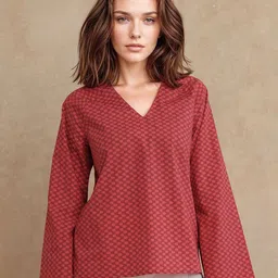 RAREISM Geometric Print Cotton Top-image-69