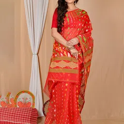 PuJoy Woven Design Zari Jamdani Saree-image-81
