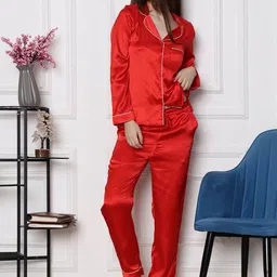 Slumber Jill Women Lapel Collar Night suit-picture-15