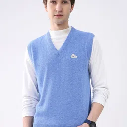 Monte Carlo Men Solid V Neck Sweater Vest-picture-21