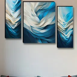 Aura Blue & White 3 Pieces Abstract Wall Paintings-image-3