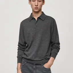 MANGO MAN Polo Collar Pure Wool Pullover-image-67