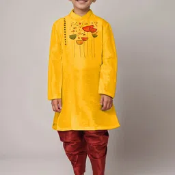DEVOILER Boys Abstract Printed Mandarin Collar Straight Kurta-picture-17