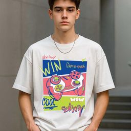 VEIRDO Boys Printed Polo Collar Drop-Shoulder Sleeves T-shirt-image-99