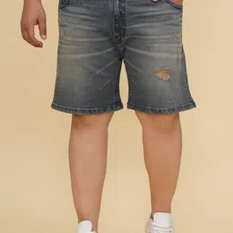 John Pride Plus Size Men Mid-Rise Stretchable Denim Shorts-99