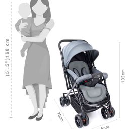Babyhug Symphony Stroller With Reverisble Handle & Mosquito Net - Grey image 3