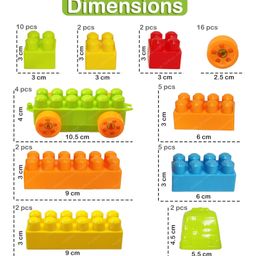 FunBlast Building Blocks Set With Wheels Multicolour - 50 Pieces image 3