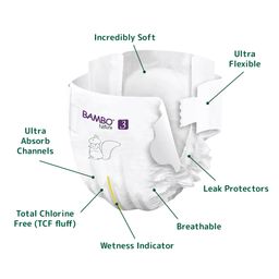 Bambo Nature Medium Size Tape Diapers with Wetness Indicator - 52 Pieces image 3