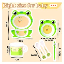 FunBlast Bamboo Fibre Frog Theme Dining Set of 5- Multicolor image 3