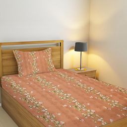 IVAZA Orange Floral 200 Microfiber Single-image-74