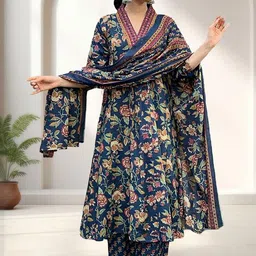 Women Regular Kurta with Trousers & With Dupatta-11