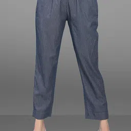 BABRU Women Striped Relaxed Fit Mid-Rise Denim Cigarette Trousers-picture-28