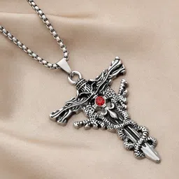 kazare Unisex Contemporary Artificial Stone Studded Pendants With Chains-picture-6