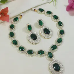 I Jewels Gold Plated Stone Studded Jewellery Set-picture-1