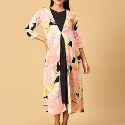 The Mom Store Floral Print Maternity A-Line Midi Dress-image-29