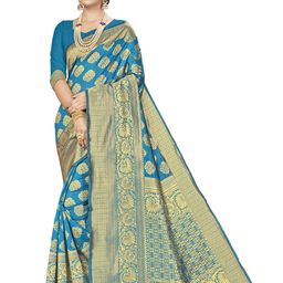 Maroosh Ethnic Motifs Woven Design Zari Banarasi Saree-image-64