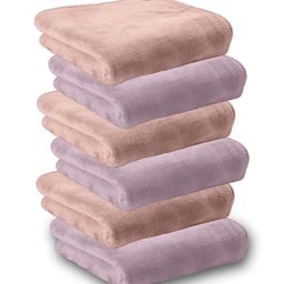 HOUSSE Peach & Pink 6 Pieces Microfiber 450 GSM Ultra Absorbent Quick Dry Face Towels-3