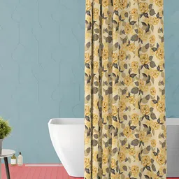 ArtzFolio Yellow & Grey Printed Waterproof Shower Curtain-14