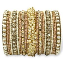 leshya Set Of 2 Stone-Studded & Beaded Gajra Bangles image 2