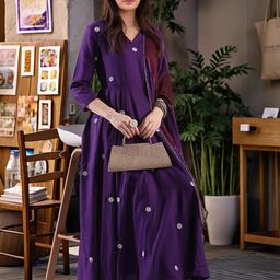 Aaghnya Women Embroidered Cotton Blend Kurta Sets-image-59