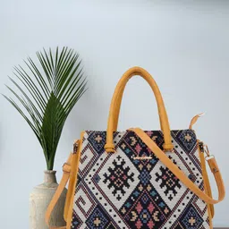LIKE STYLE Ethnic Motifs Textured Structured Shoulder Bag-4