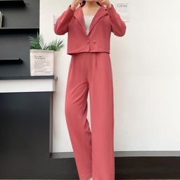 Lugo Women Peach Cotton Blend Co-Ords-image-73