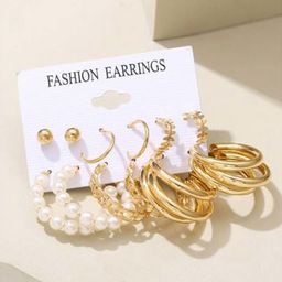PolluxCraft Set Of 6 Gold-Plated Contemporary Korean Hoop Earrings-picture-34