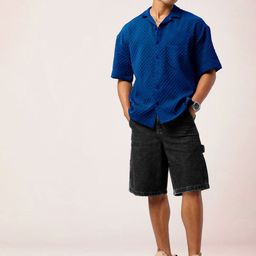 SZN Men Standard Relaxed Fit Cuban Collar Textured Casual Shirt-image-90