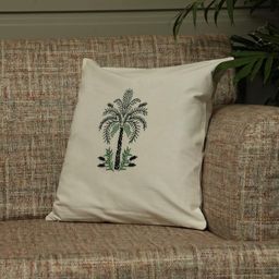 Crown of Poppies Tropical Jungle Green & White Floral Square Cushion Covers-53