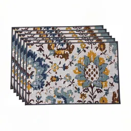 BILBERRY Furnishing by preeti grover 6-Pcs Grey & Brown PrintedCotton Table Placemats-13