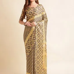 HERE&NOW Abstract Printed Pure Chiffon Saree-17